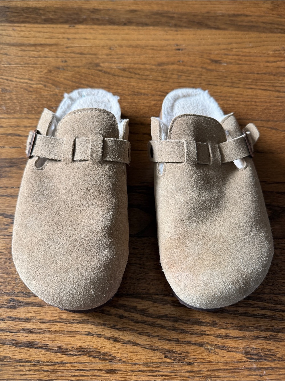 Cozy Kids Suede Slip-On Clogs in Tan